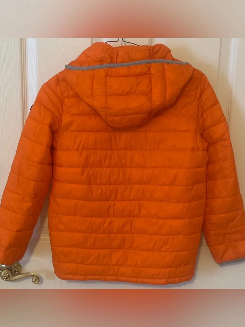 GAP Kids Sz M Bright Orange Quilted Hooded Puffer Jacket